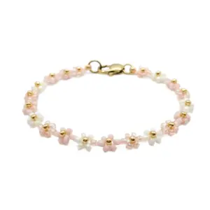 Náramek Meruňkový květ - PVD Gold, Miyuki.