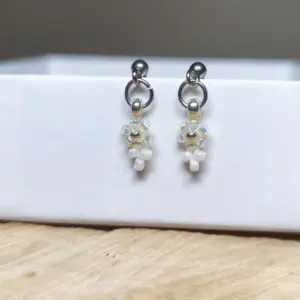 Puzetové náušnice Jiskra - Miyuki & Ocel