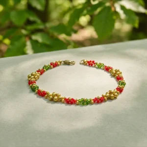 Náramek Vánoční přání - PVD Gold, Miyuki & Ocel