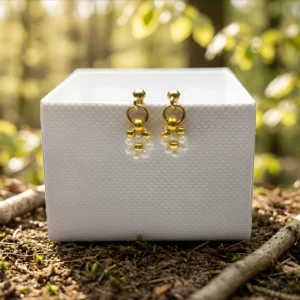 Puzetové náušnice Perlička - PVD Gold, Miyuki