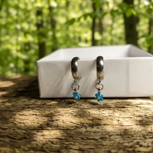 Kroužkové náušnice - Pomněnka - Miyuki & Ocel