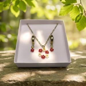 Dárková sada Láska - Květinový náhrdelník a náušnice