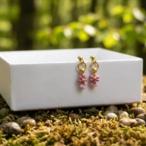 Puzetové náušnice Růženka - Ručně vyráběný originál