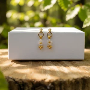 Puzetové náušnice Crystal - PVD Gold, Miyuki