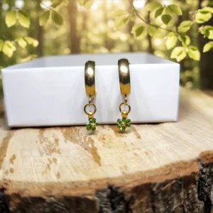 Kroužkové náušnice - Olivie - PVD Gold, Miyuki