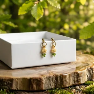 Puzetové náušnice Olivie - PVD Gold, Miyuki