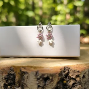 Puzetové náušnice Viola - Miyuki a chirurgická ocel