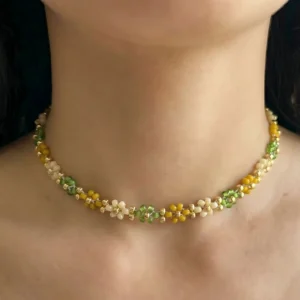 Choker Olivie – Přírodní tóny a zlatý lesk