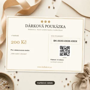 Papírový dárkový poukaz Bellakvet v hodnotě 200 Kč