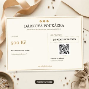 Papírový dárkový poukaz Bellakvet v hodnotě 500 Kč