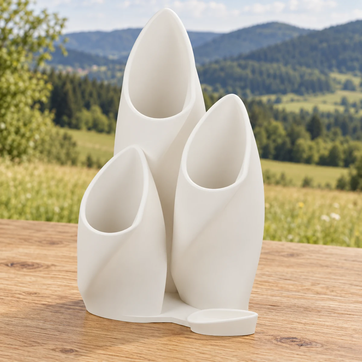 Jitřní květ – krémové PETG v beskydském prostředí, vizualizace skutečného 3D modelu