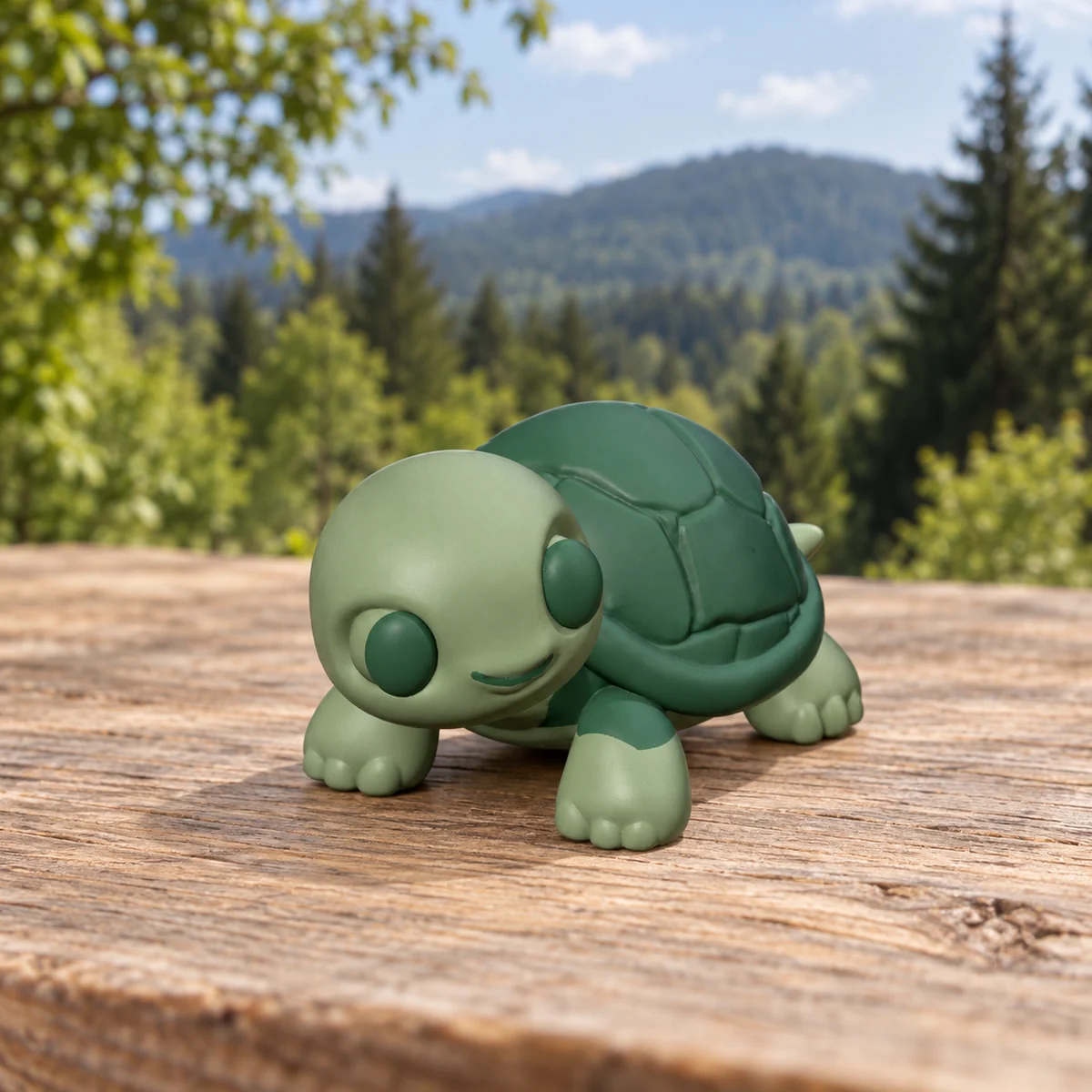 Želva – pevná dekorativní figurka, vizualizace skutečného modelu v Beskydech